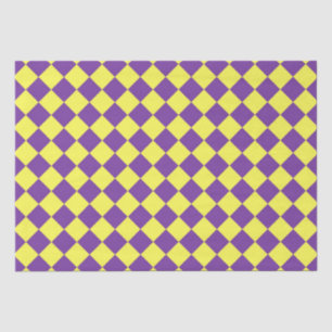 Papier Mousseline Motif de diamant jaune pourpre Checker