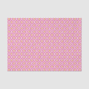 Papier Mousseline Motif de diamants Ikat rose et orange
