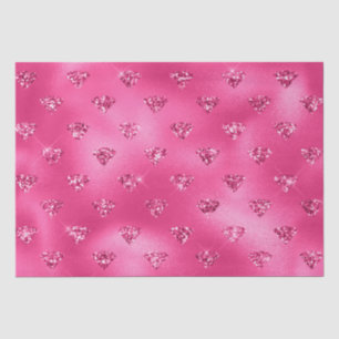 Papier Mousseline Motif de diamants pailletés rose chaud élégant