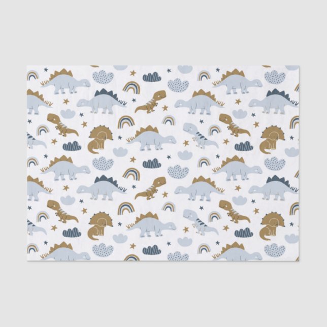 Papier Mousseline Motif de dinosaure arc-en-ciel mignon (Recto)