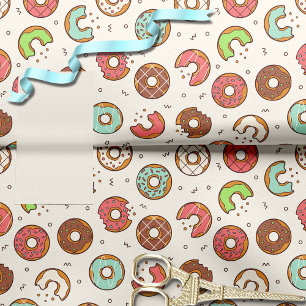 Papier Mousseline Motif de Donut rétro Blanc