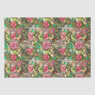 Papier Mousseline Motif de faux vitrail de rose rose élégant