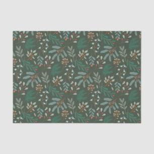 Papier Mousseline Motif de feuillage de Noël vert rustique