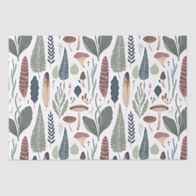 Papier Mousseline Motif de feuillage forestier moderne (Recto)