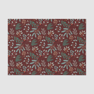 Papier Mousseline Motif de feuillage rouge rustique