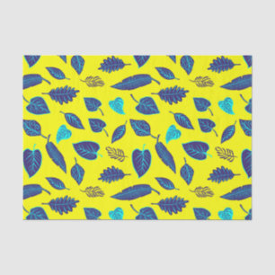 Papier Mousseline Motif de feuille tropicale jaune vif