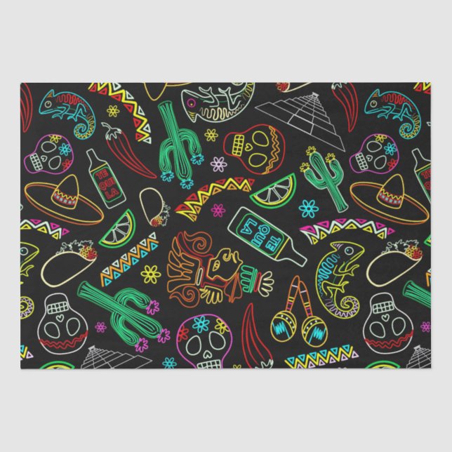 Papier Mousseline Motif de Fiesta du Mexique (Recto)