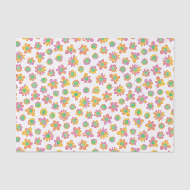 Papier Mousseline Motif de fleur multicolore (Recto)