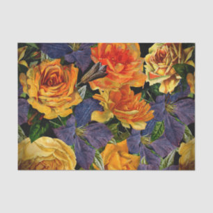 Papier Mousseline Motif de fleur rose de cru foncé romantique