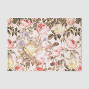 Papier Mousseline Motif de fleur rose de cru rose romantique