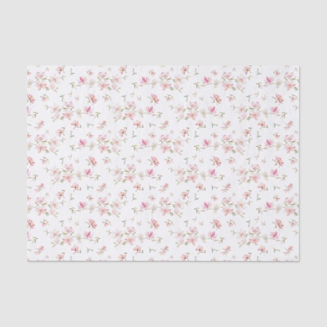 Papier Mousseline Motif de fleur rose mou d'aquarelle (Recto)