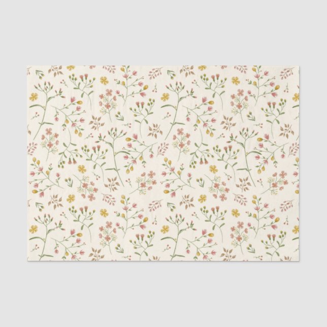 Papier Mousseline Motif de fleurs d'aquarelle (Recto)