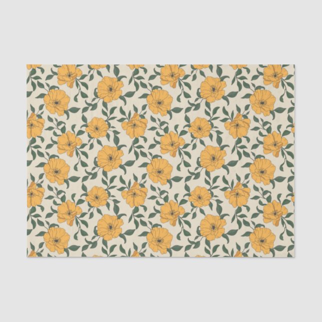 Papier Mousseline Motif de fleurs de crapaud orange (Recto)