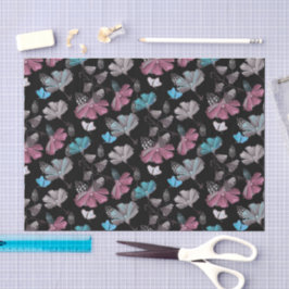 Papier Mousseline Motif de fleurs et de papillons
