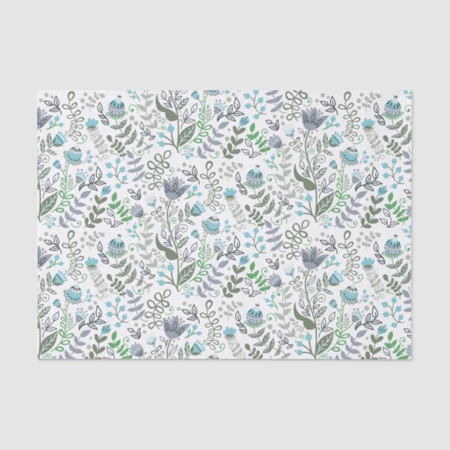 Papier Mousseline Motif de fleurs fantaisie d'art populaire polonais (Recto)
