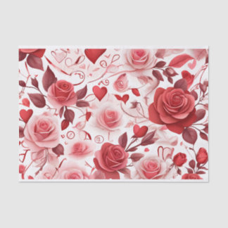 Papier Mousseline Motif de fleurs rouges