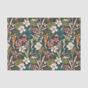 Papier Mousseline Motif de fleurs tropicales colorées