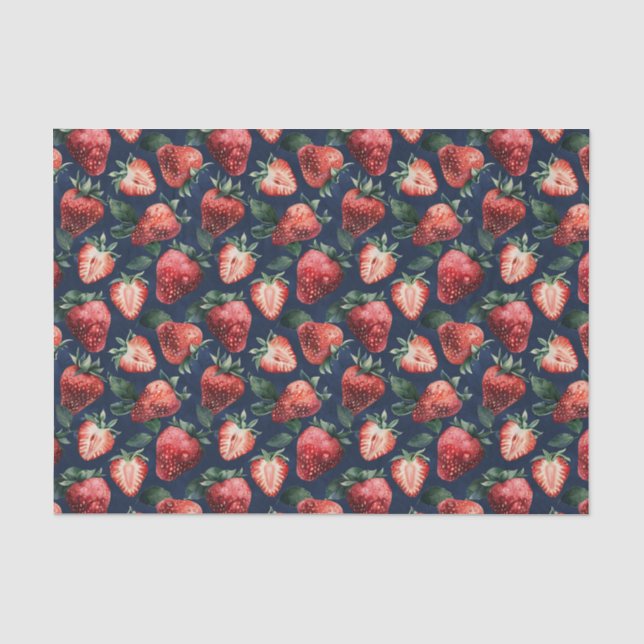 Papier Mousseline Motif de fraise Marine Arrière - plan découpage bl (Recto)
