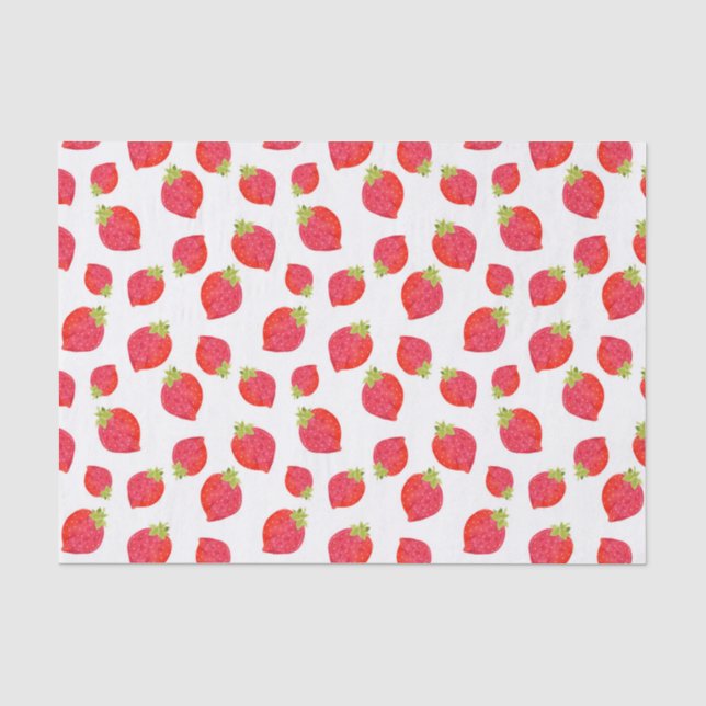 Papier Mousseline Motif de fraises d'aquarelle (Recto)