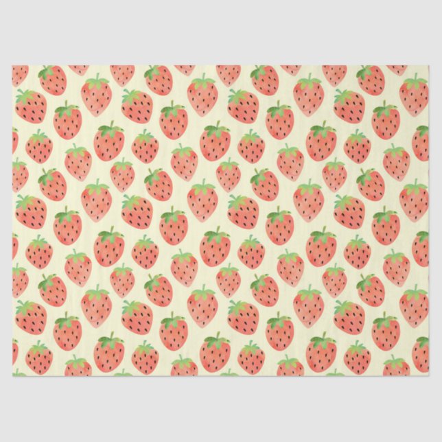 Papier Mousseline Motif de fraises d'aquarelle moderne (Recto)