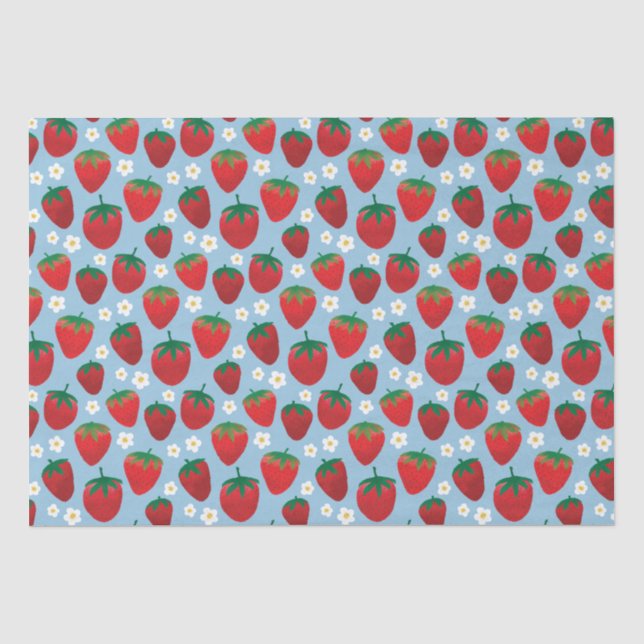 Papier Mousseline Motif de fraises sucrées (Recto)