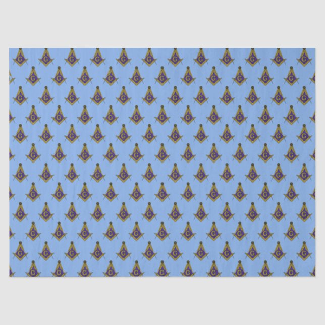 Papier Mousseline Motif de franc-maçonnerie (bleu) (Recto)