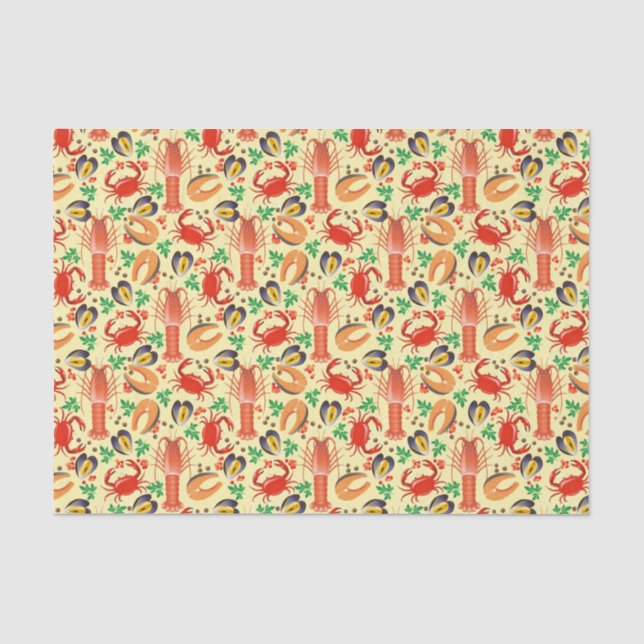 Papier Mousseline Motif de fruits de mer (Recto)