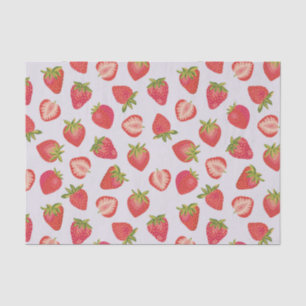 Papier Mousseline Motif de fruits d'été aux fraises roses