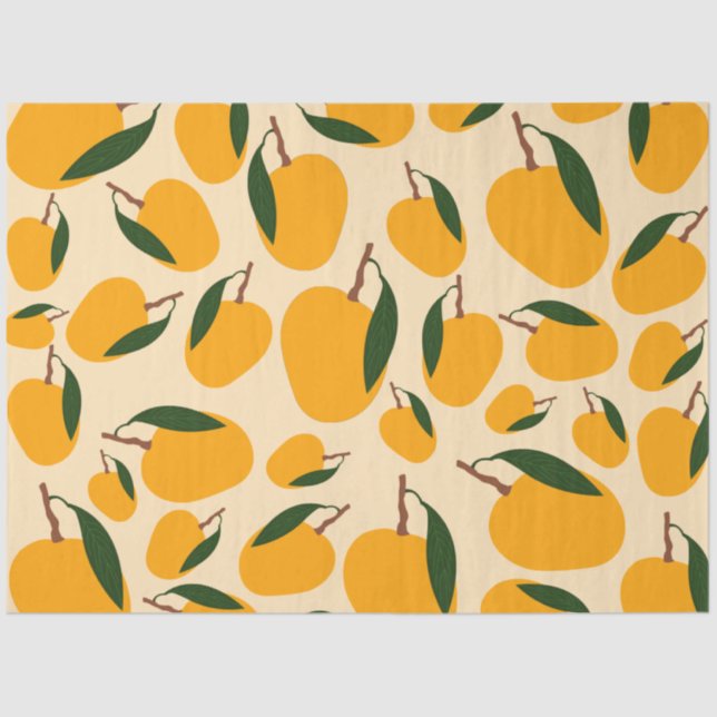 Papier Mousseline Motif de fruits d'été Mango (Recto)