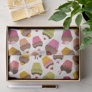 Papier Mousseline Motif de gâteau, Motif de muffin, Chocolat, Coeurs