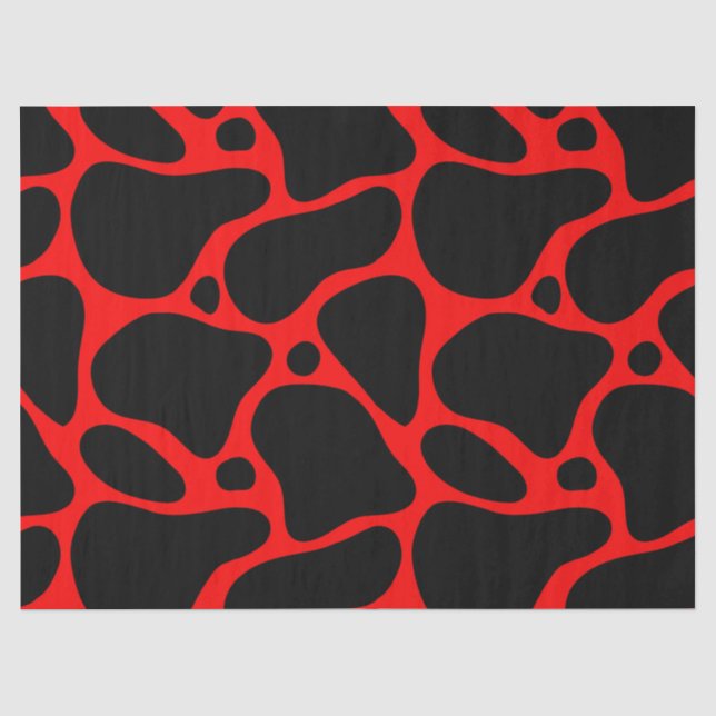 Papier Mousseline Motif de girafe rouge et noire (Recto)