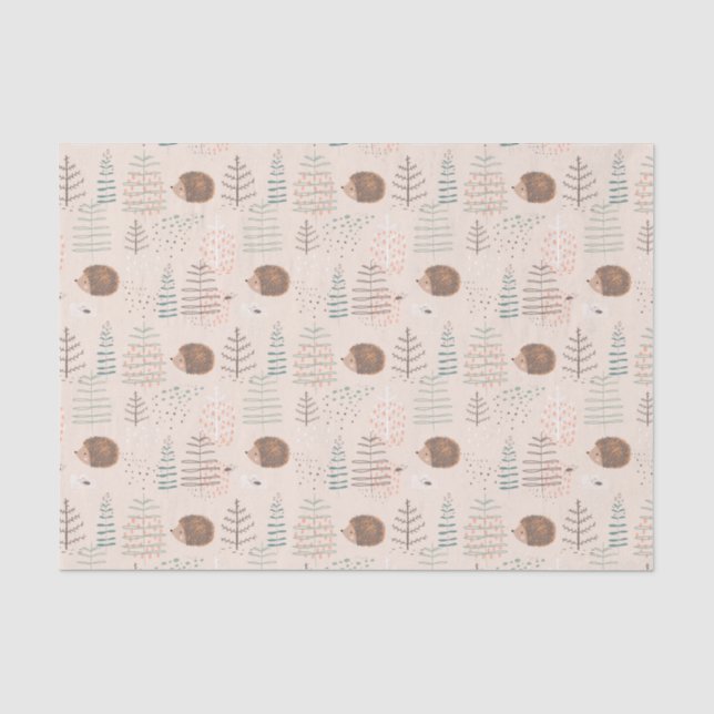 Papier Mousseline Motif de hérisson de bois mignon (Recto)