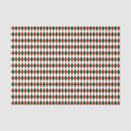 Papier Mousseline Motif de Jacquard Diamant Arlequin rouge et vert