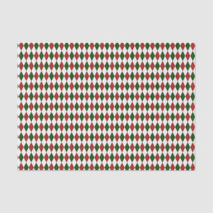 Papier Mousseline Motif de Jacquard Diamant Arlequin rouge et vert