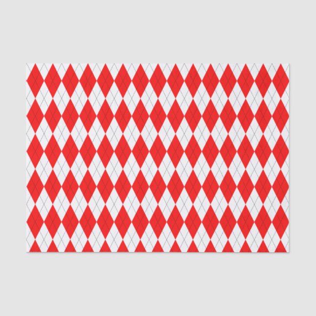 Papier Mousseline Motif de Jacquard rouge et blanc (Recto)