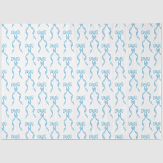 Papier Mousseline Motif de la Bow Bleue Aquarelle (Recto)