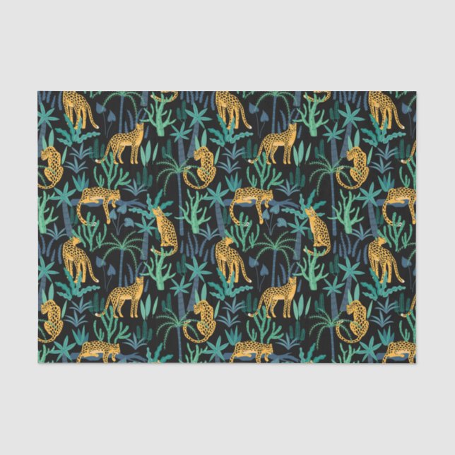 Papier Mousseline Motif de la jungle léopard Arrière - plan noir (Recto)