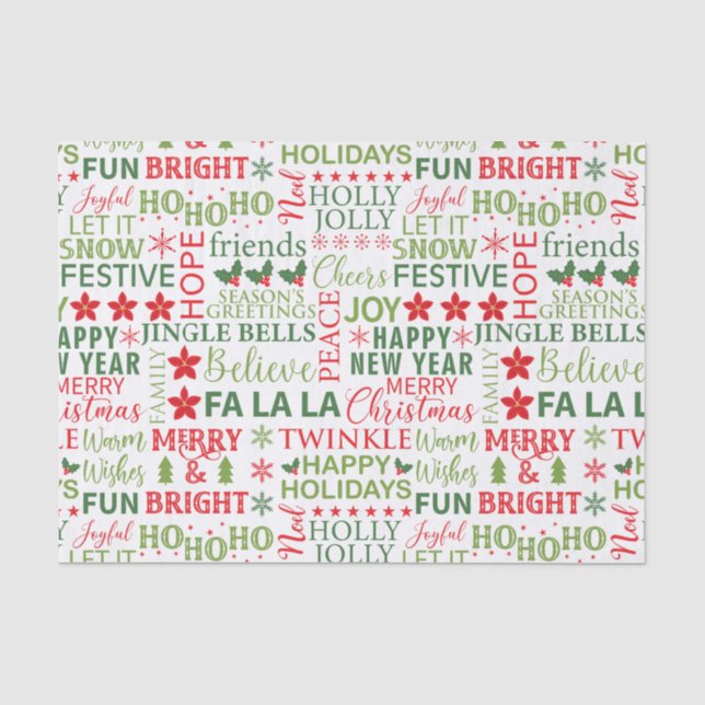 Papier Mousseline Motif de la typographie de Noël (Recto)