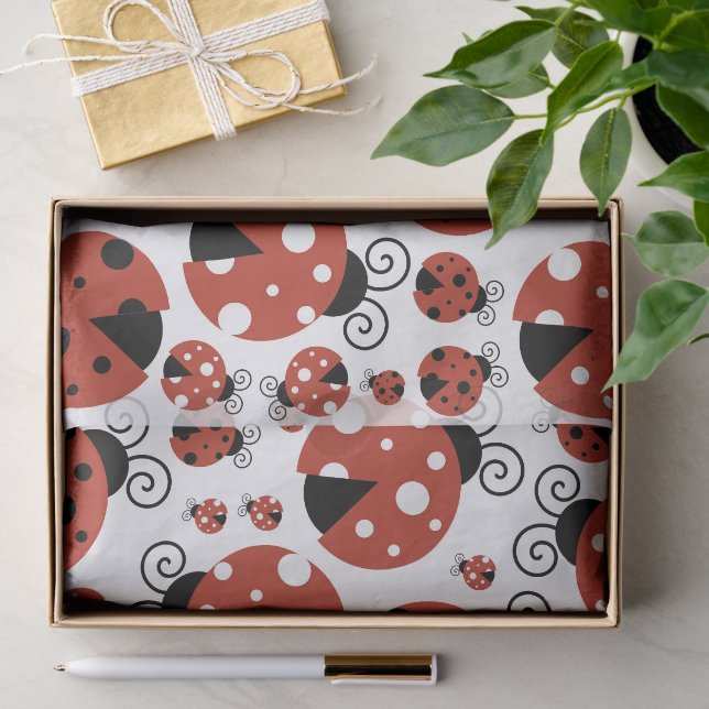 Papier Mousseline Motif De Ladybugs, Mignons Ladybugs, Red Ladybugs (Cadeau)