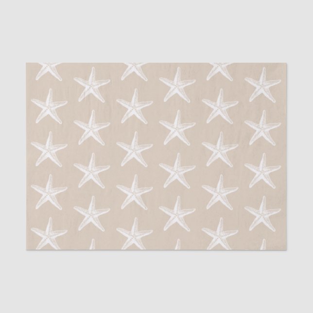 Papier Mousseline Motif de l'étoile de mer blanche (Recto)