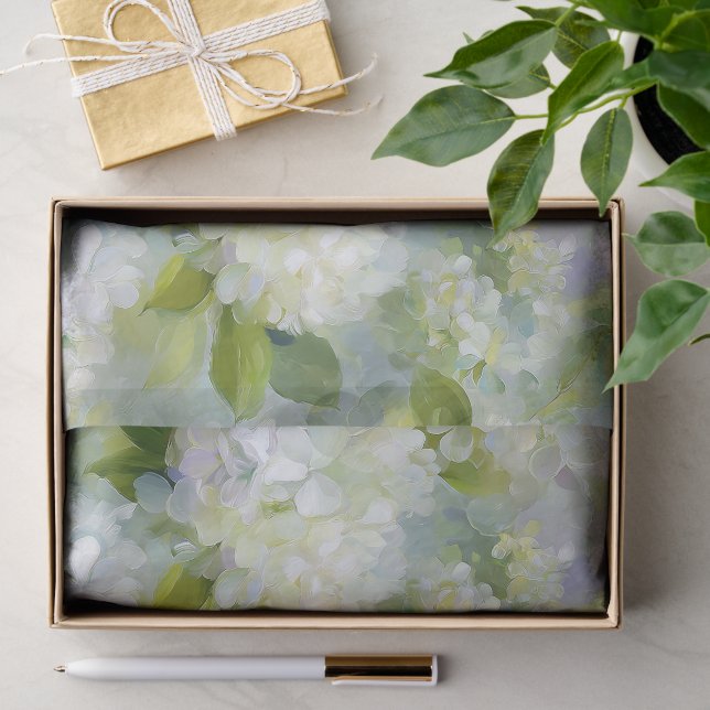 Papier Mousseline Motif de l'Hydrangée (Cadeau)