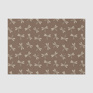 Papier Mousseline Motif de libellule, crème et Taupe japonais Tan