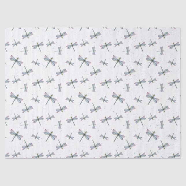 Papier Mousseline Motif de libellules aquarelle (Recto)