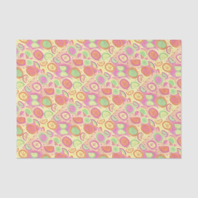 Papier Mousseline Motif de limonade rose (Recto)