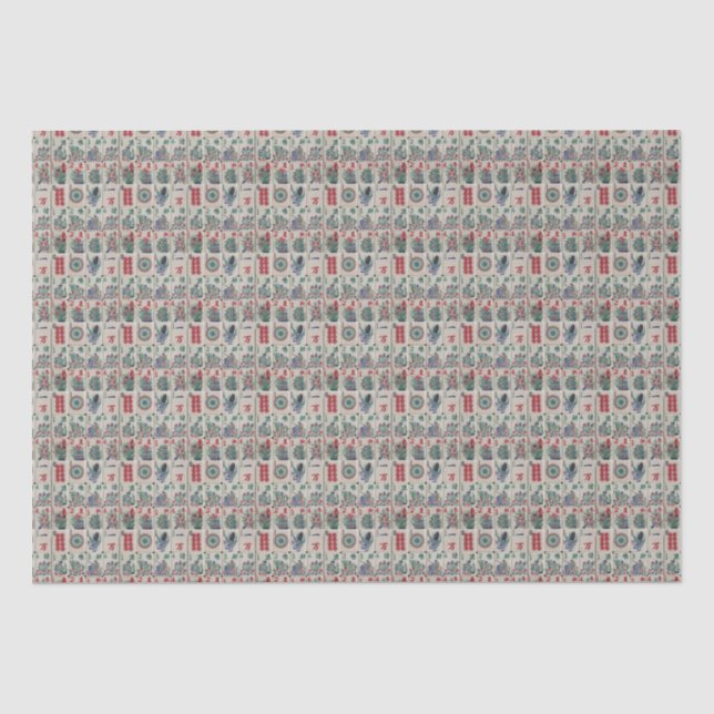 Papier Mousseline Motif de Mahjong Tiles (Recto)