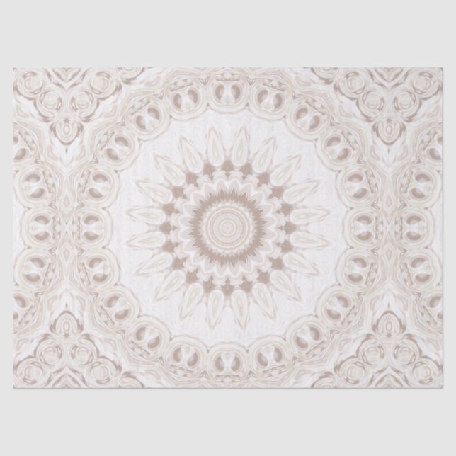 Papier Mousseline Motif de mandala beige et crème (Recto)