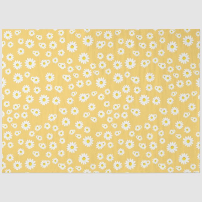Papier Mousseline Motif de marguerites de printemps de Boho jaune (Recto)