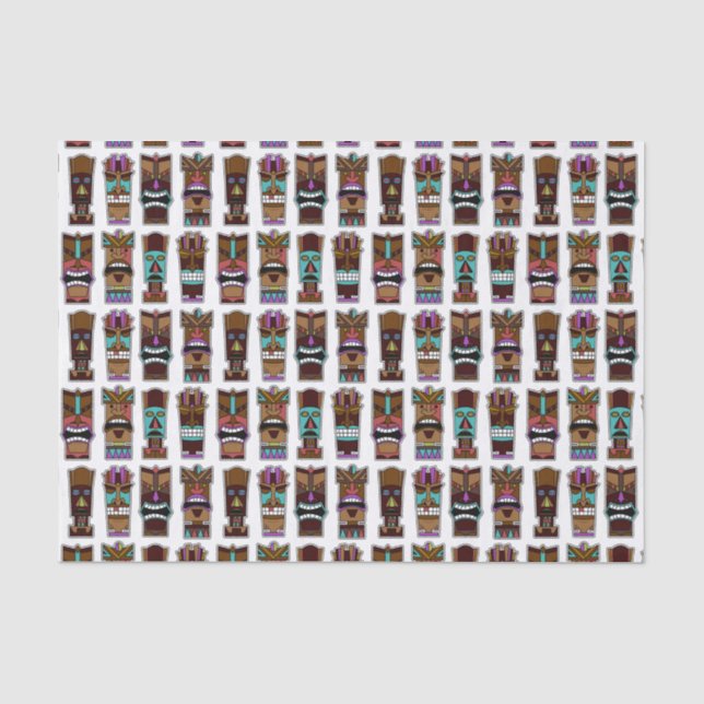Papier Mousseline Motif de masques de Tiki (Recto)