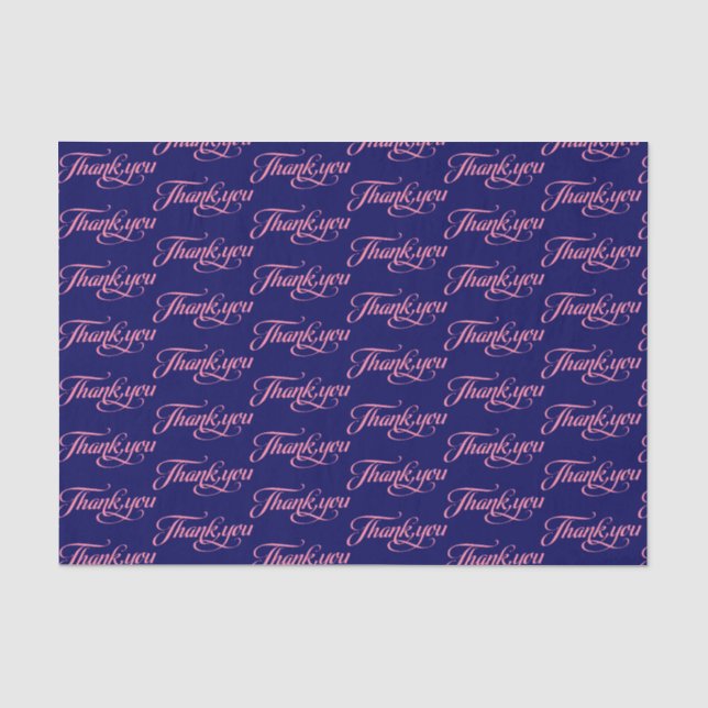 Papier Mousseline Motif De Merci Pastel Rose Et Bleu Foncé (Recto)