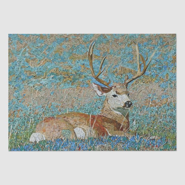 Papier Mousseline Motif de mosaïque Deer Buck Imprimer Découpage (Recto)